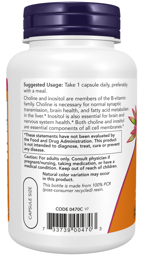 NOW Choline & Inositol Veg Capsules
