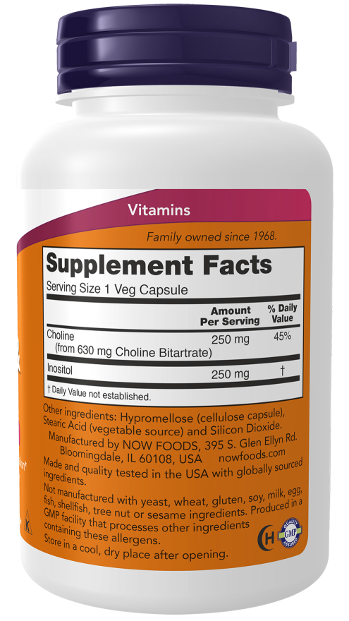 NOW Choline & Inositol Veg Capsules